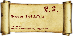 Nusser Hetény névjegykártya